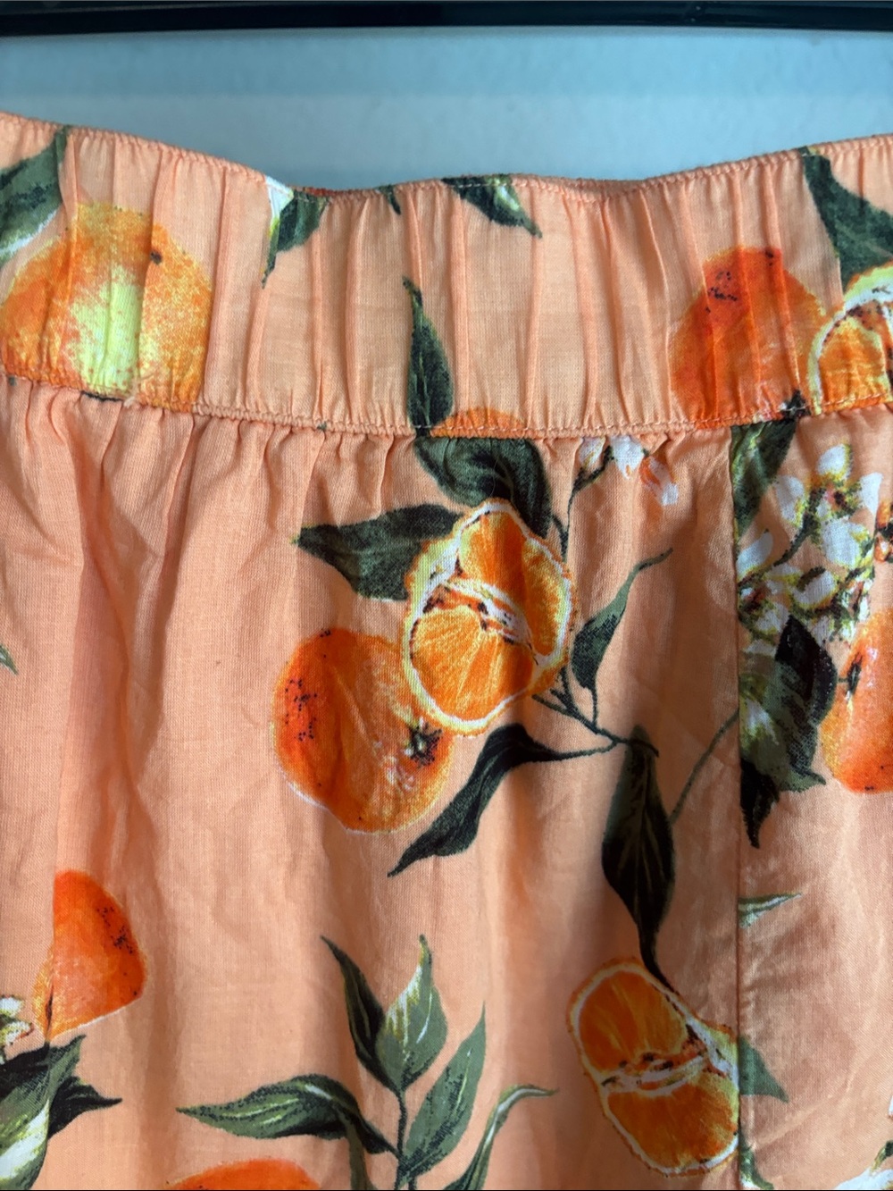 LOFT Peach-Orange Citrus Print Tiered Maxi Skirt - Picture 3 of 4